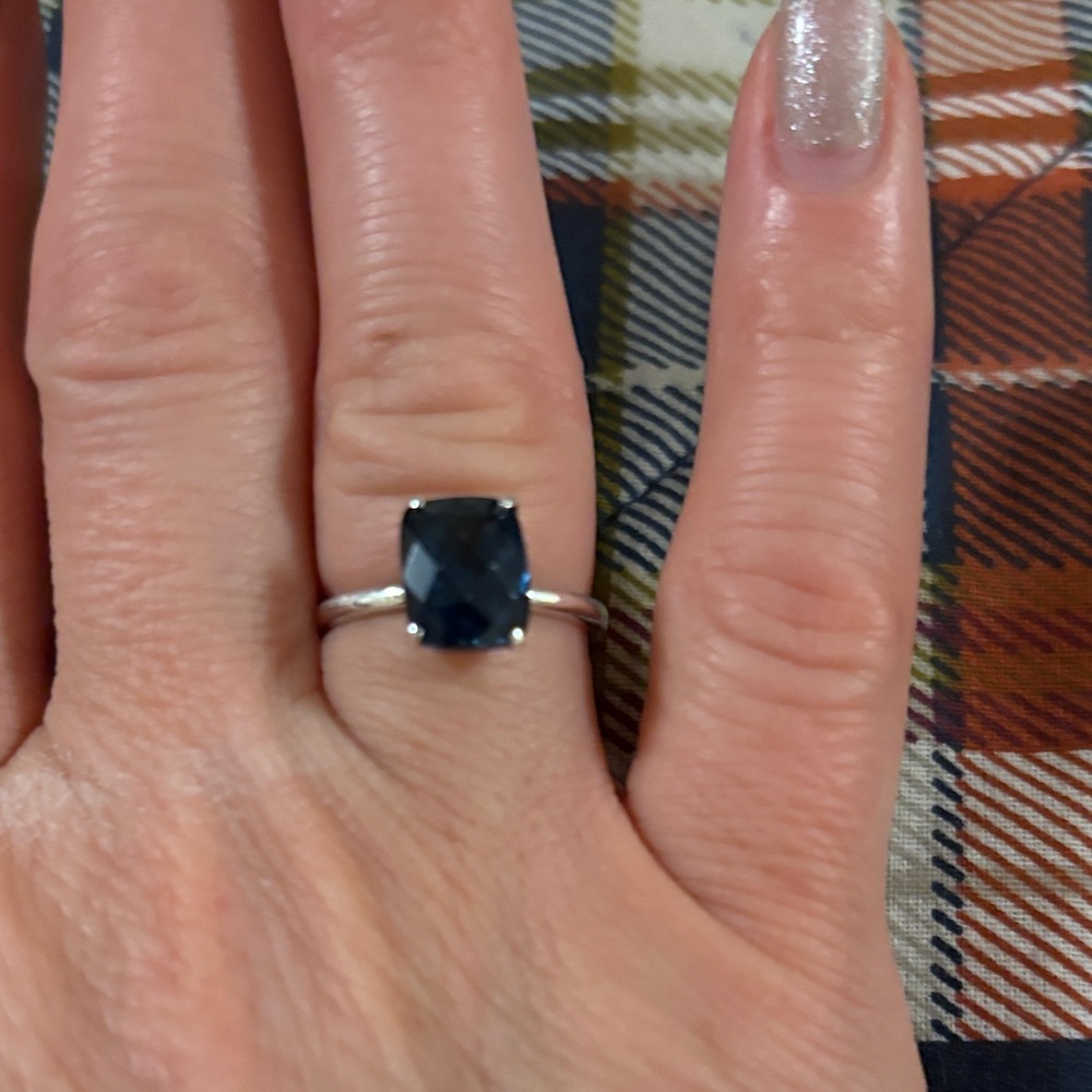 Elegant Silver and London Blue Gemstone Ring